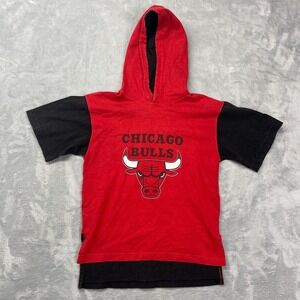 Vtg Chicago Bulls Hoodie Boys M Red Black Starter NBA Basketball Sports Pullover